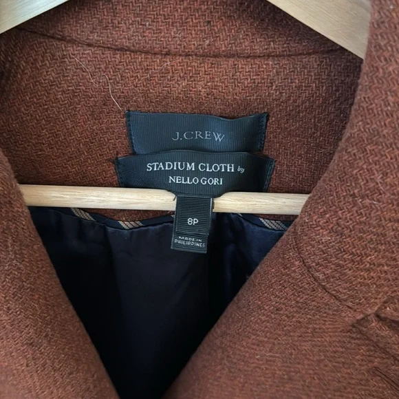 J. Crew Women's Red Brown Double-Breasted Coat - Picture 2 of 10